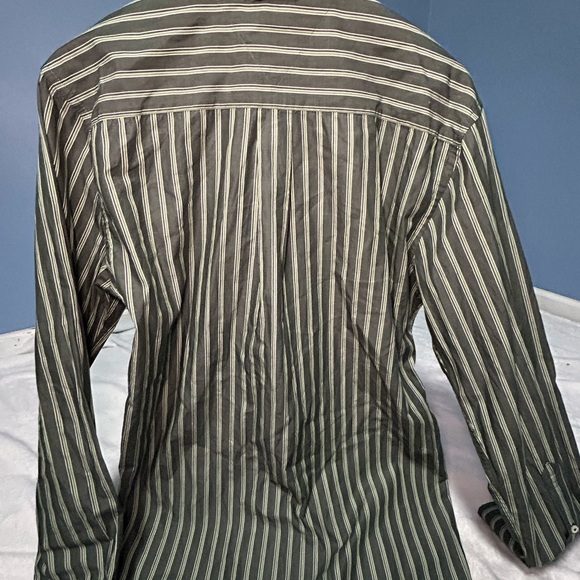 Tommy Hilfiger Olive Striped Men's Shirt - Picture 3 of 4